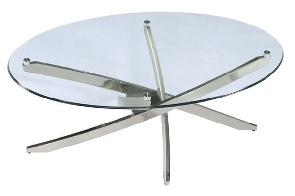 Brushed Nickel and Glass Cocktail Table