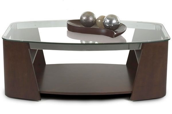 Dark Cherry & Glass Coffee Table