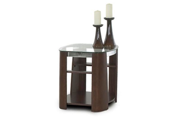 Dark Cherry & Glass End Table