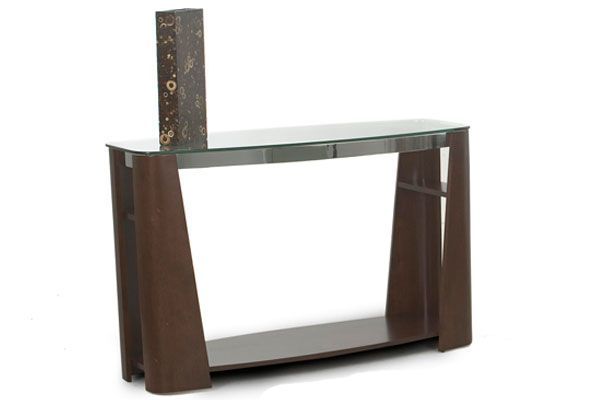 Dark Cherry & Glass Sofa Table