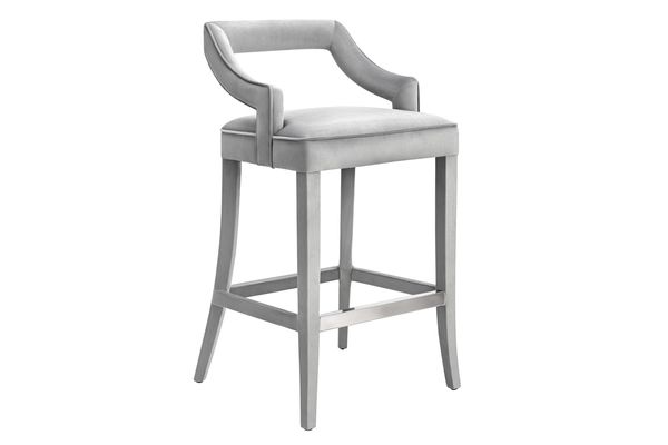 Tiffany Grey Velvet Counter Stool