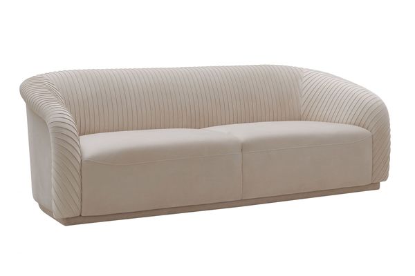 Yara Pleated Beige Velvet Sofa