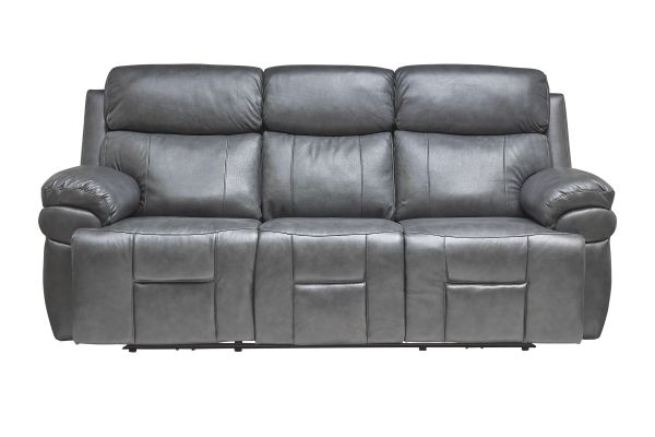Vega Leather Triple Power Reclining Sofa with Drop Down Table, Heat & Massage