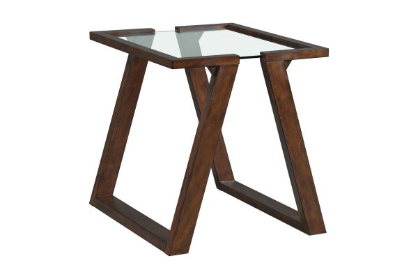 Glass and Wood End Table