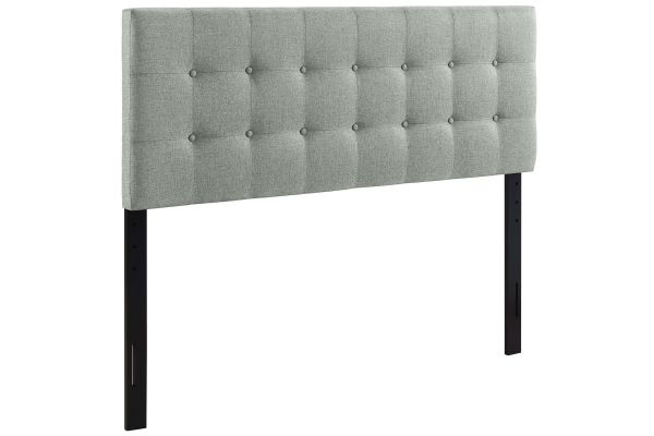 Emily King Upholstered Fabric Headboard in Grey