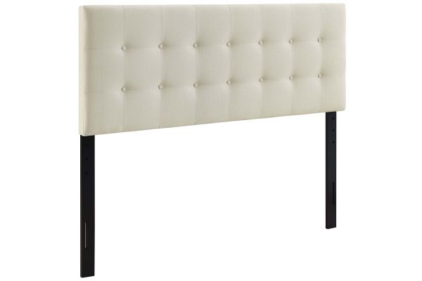 Emily King Upholstered Fabric Headboard in Ivory