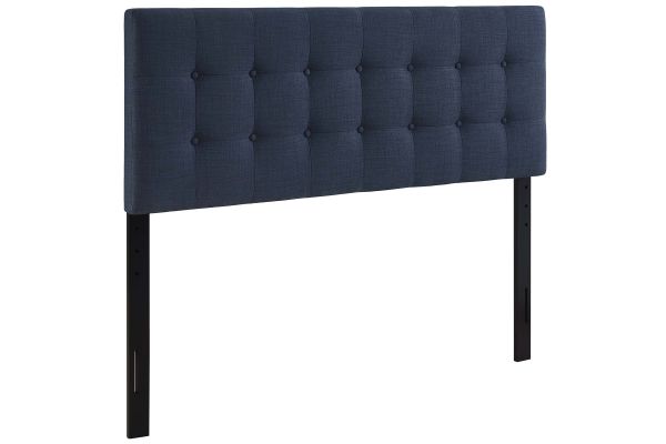 Emily Queen Upholstered Fabric Headboard in Navy