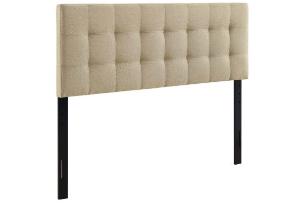 Lily Full Upholstered Fabric Headboard in Beige