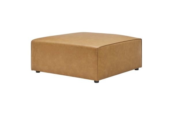 Mingle Vegan Leather Ottoman in Tan