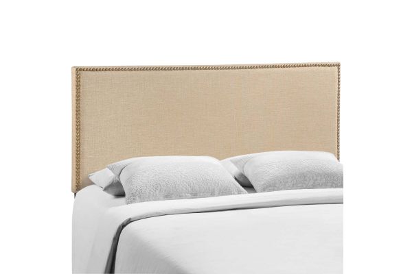 Region Queen Nailhead Upholstered Headboard in Cafe