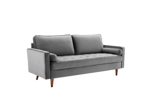 Valour Performance Velvet Sofa in Gray