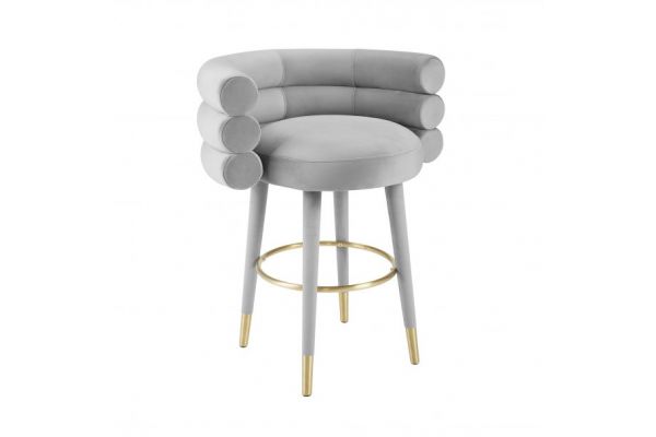 Betty Grey Velvet Counter Stool