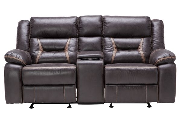Duke Chocolate Reclining Console Loveseat