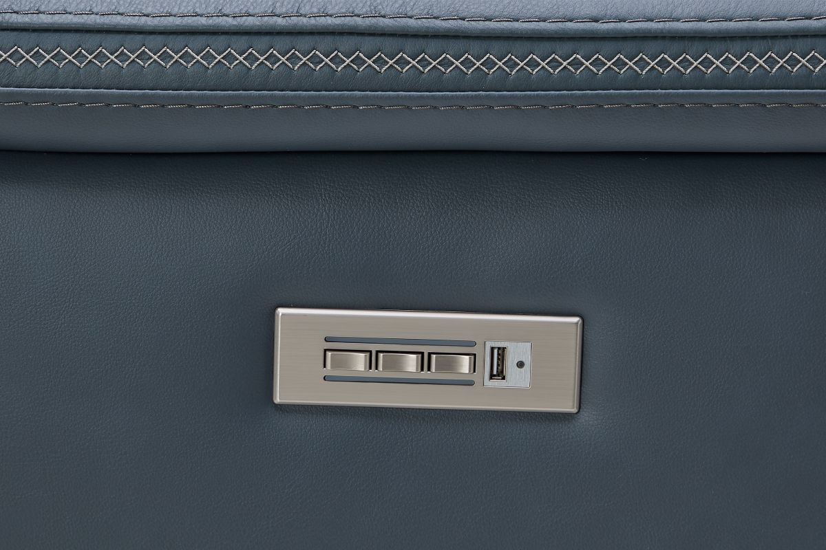 Stephen Blue Leather Triple Power Recliner  8