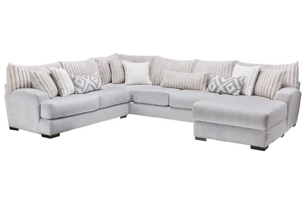 Chloe Silver 3-Piece Sectional with Right Arm Facing Chaise