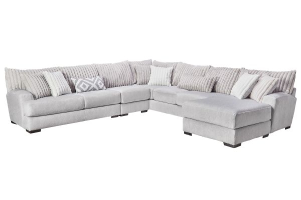 Chloe Silver 4-Piece Sectional with Right Arm Facing Chaise