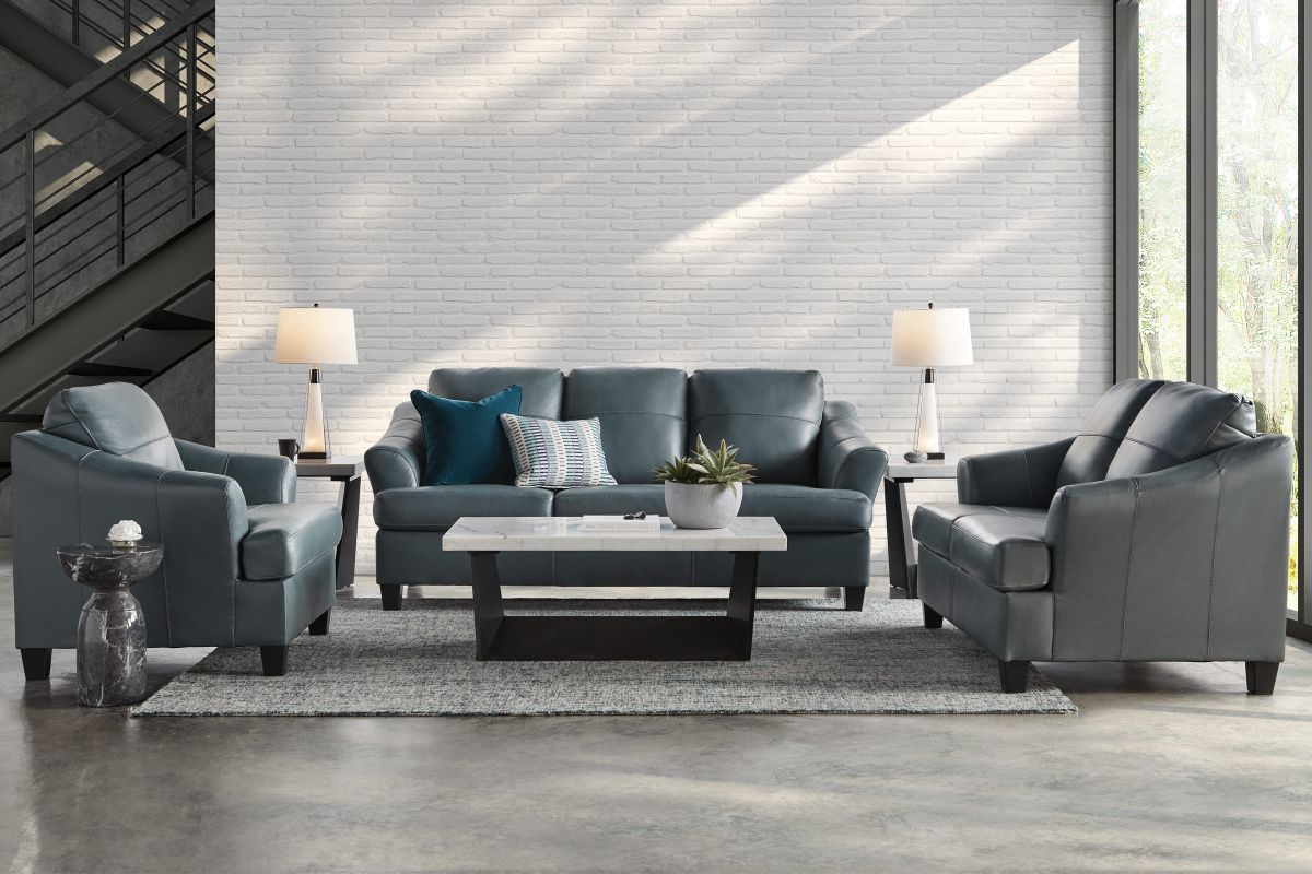 Wells Steel Leather Queen Sleeper Sofa 2