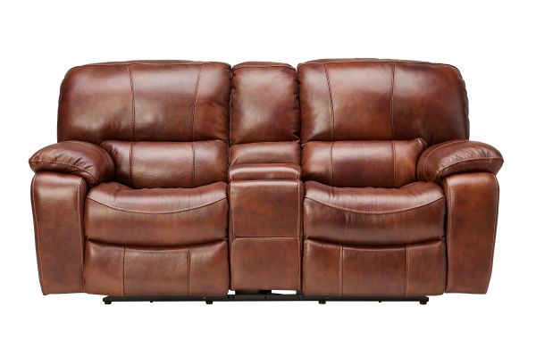 Dutton Leather Dual Power Reclining Console Loveseat