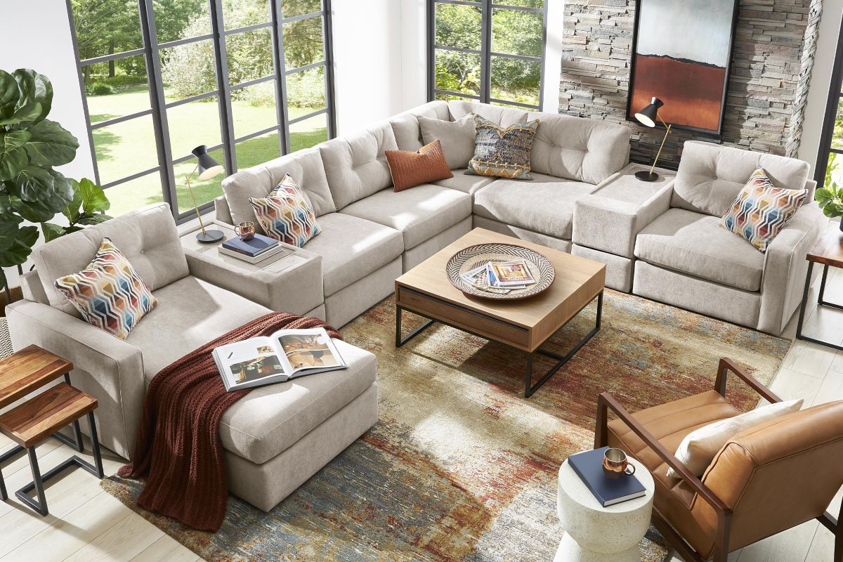 ModularOne Stone 8-Piece Sectional with Left Arm Facing Chaise 2