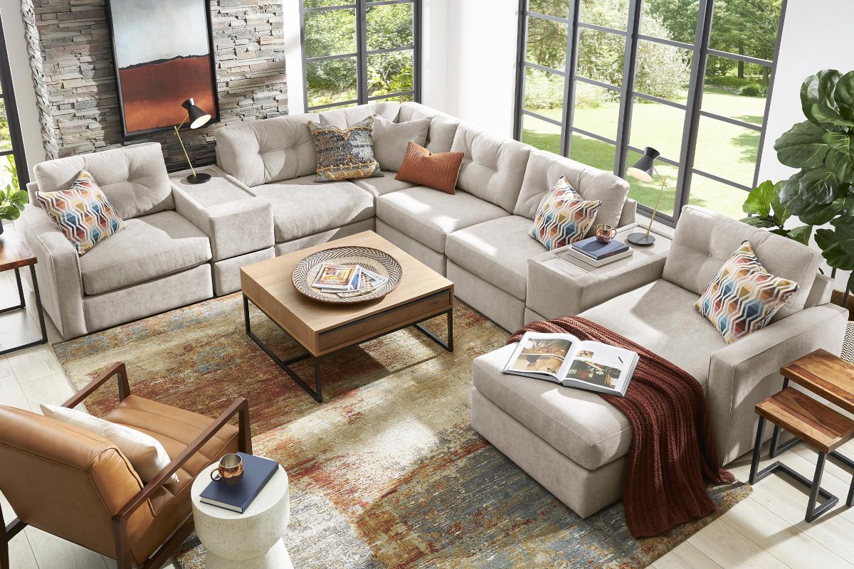 ModularOne Stone 8-Piece Sectional with Right Arm Facing Chaise 2
