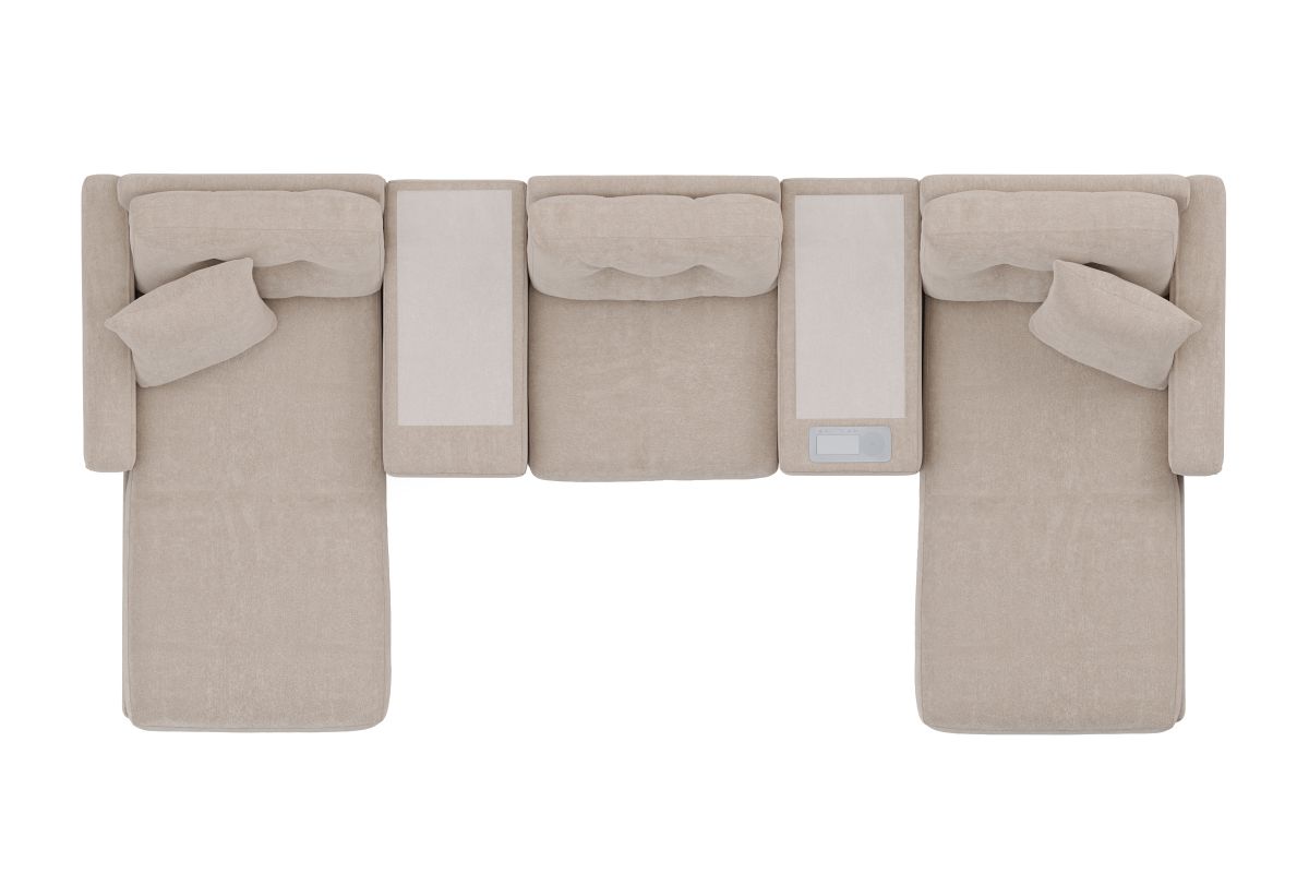 ModularOne Stone 5-Piece Sectional with E-Console & Dual Chaises 5