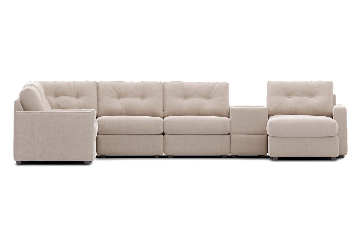 ModularOne Stone 8-Piece Sectional with E-Console & Right Arm Facing Chaise 3