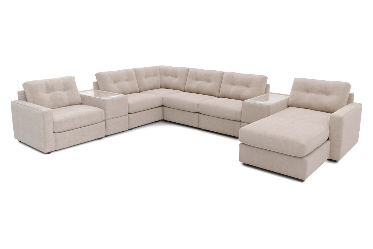 ModularOne Stone 8-Piece Sectional with E-Console & Right Arm Facing Chaise 6