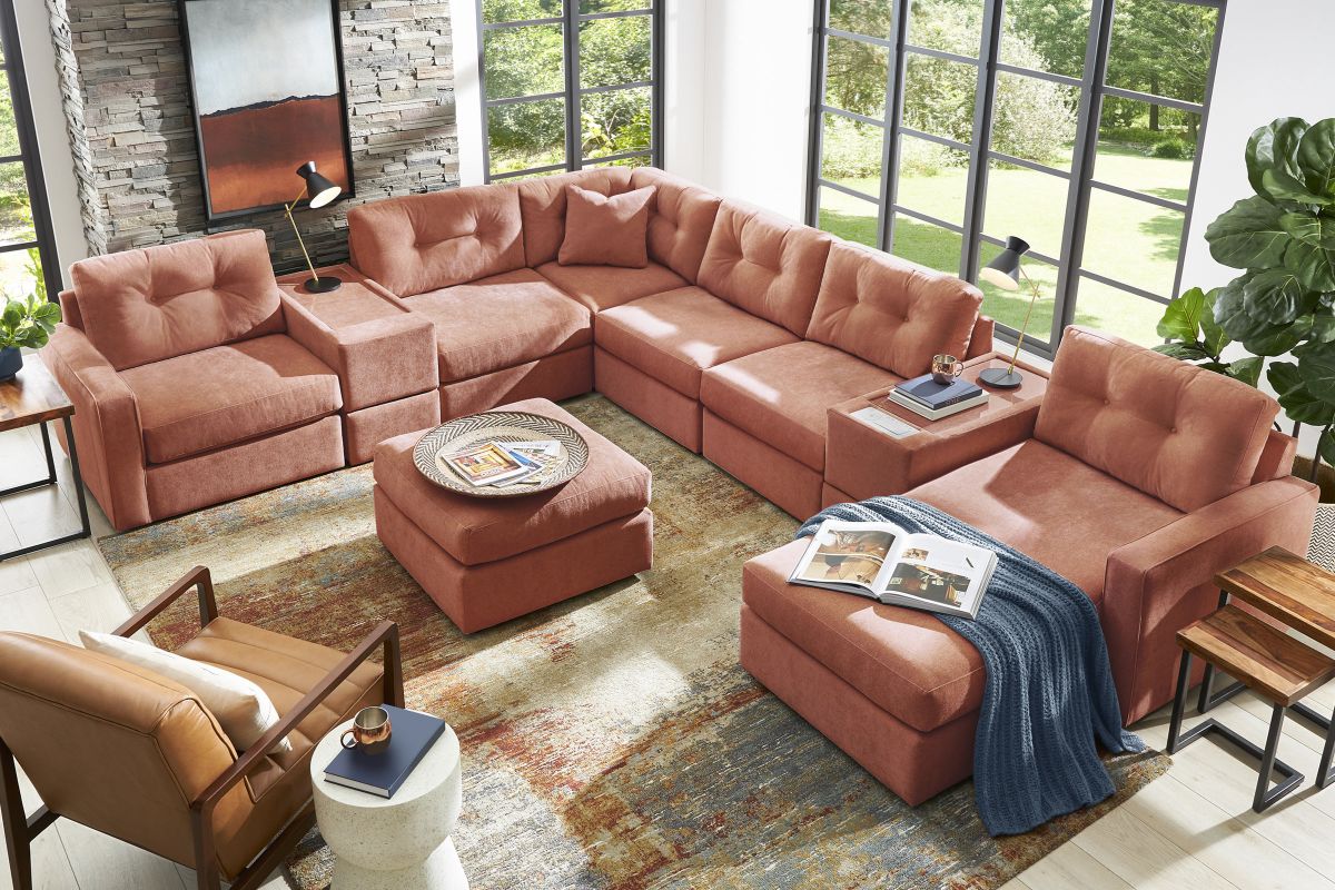 ModularOne Sectional Cantaloupe 8-Piece with Right Arm Facing Chaise 2