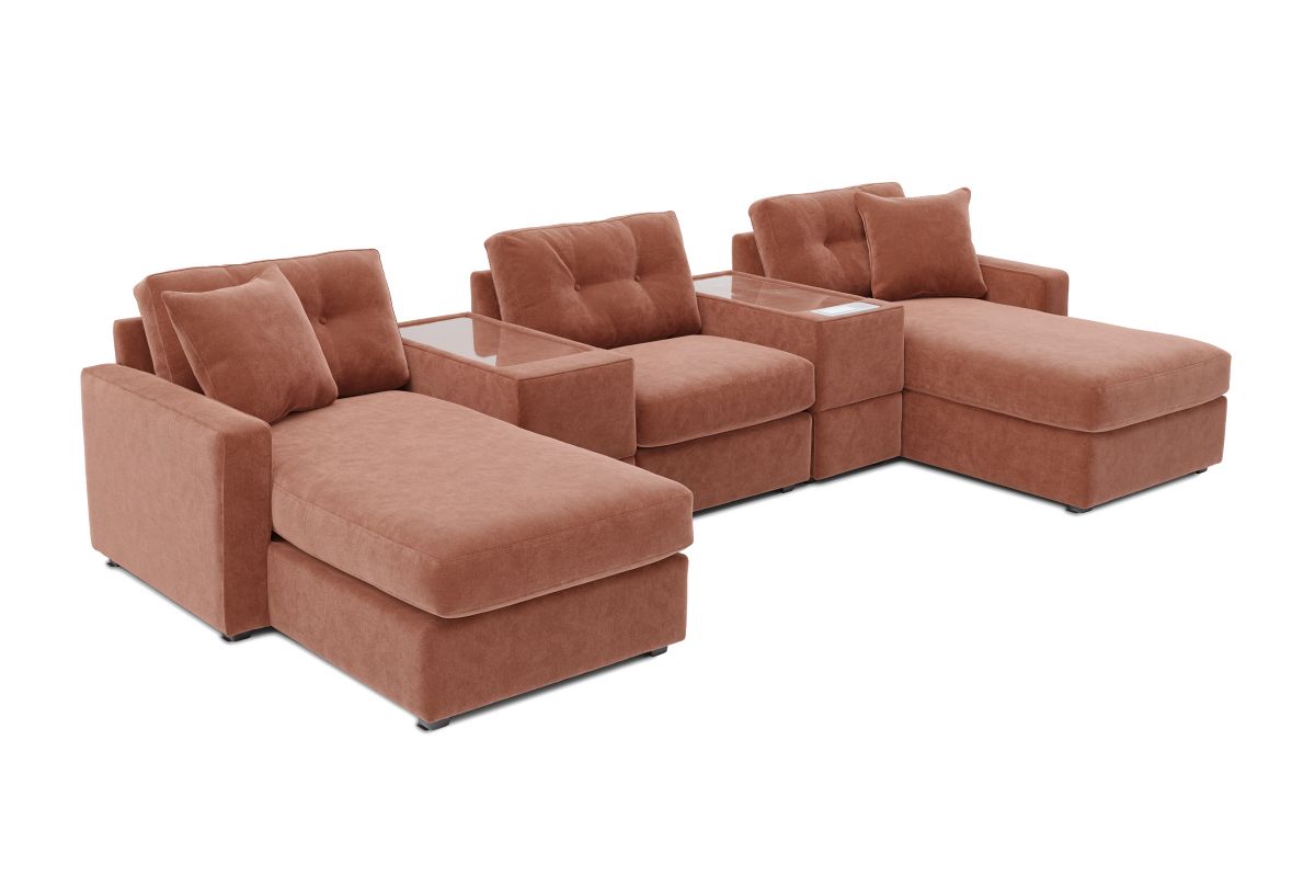 ModularOne Sectional Cantaloupe 5-Piece with E-Console & Dual Chaise 4