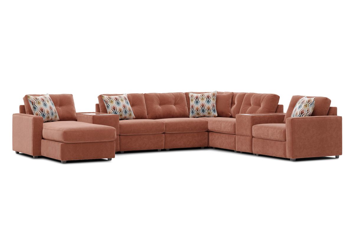ModularOne Sectional Cantaloupe 8-Piece with E-Console & Right Arm Facing Chaise 7