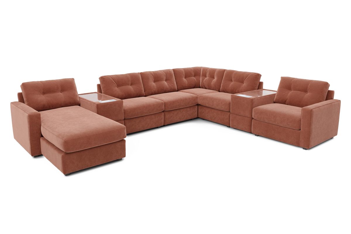 ModularOne Sectional Cantaloupe 8-Piece with E-Console & Right Arm Facing Chaise 4