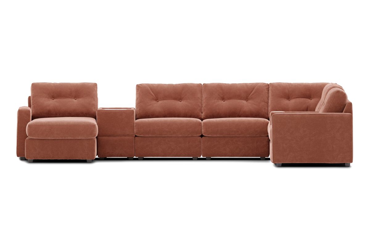 ModularOne Sectional Cantaloupe 8-Piece with E-Console & Right Arm Facing Chaise 3