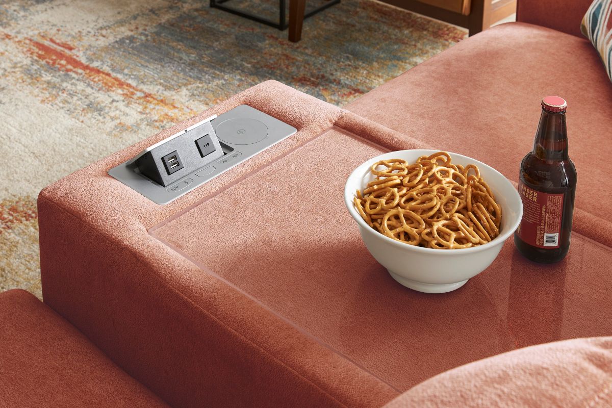 ModularOne Sectional Cantaloupe 8-Piece with E-Console & Right Arm Facing Chaise 6