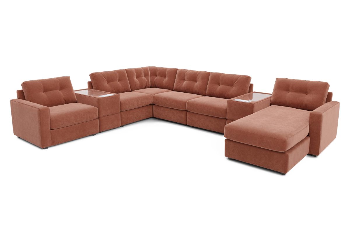 ModularOne Sectional Cantaloupe 8-Piece with Left Arm Facing Chaise 4
