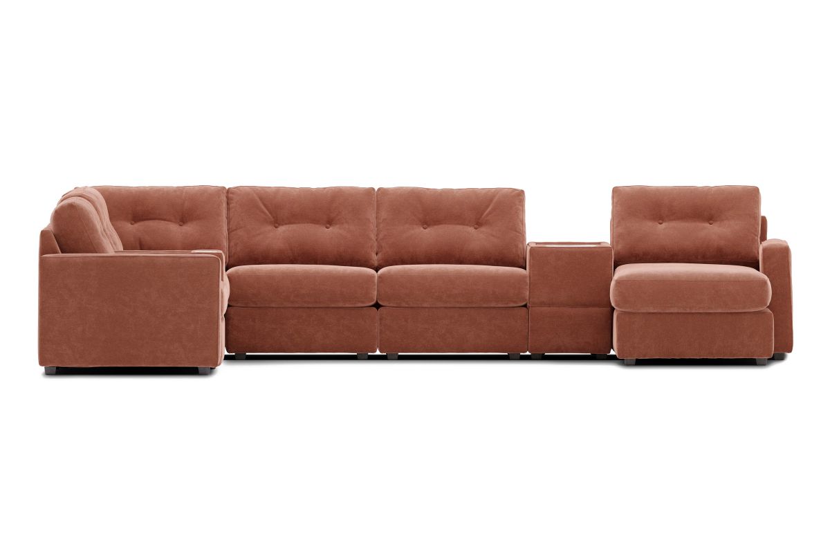 ModularOne Sectional Cantaloupe 8-Piece with E-Console & Left Arm Facing Chaise 3