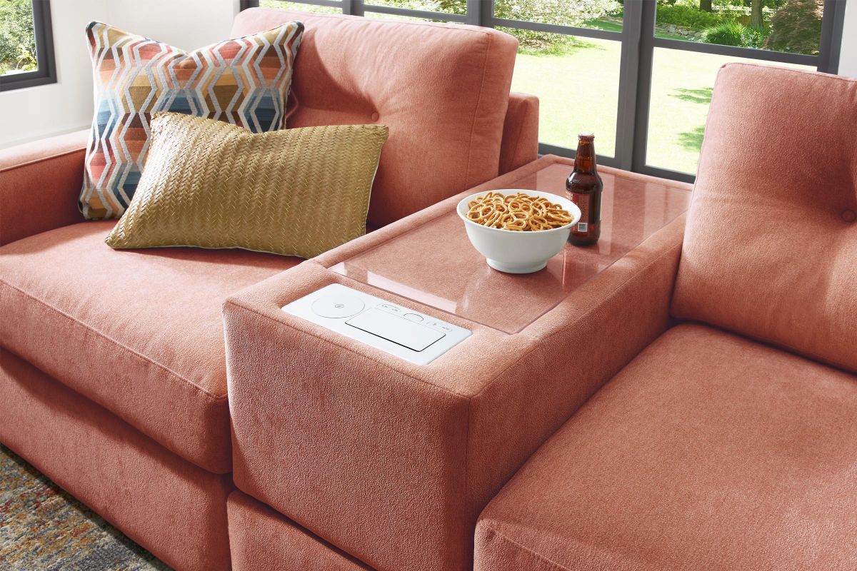 ModularOne Sectional Cantaloupe 8-Piece with E-Console & Left Arm Facing Chaise 5