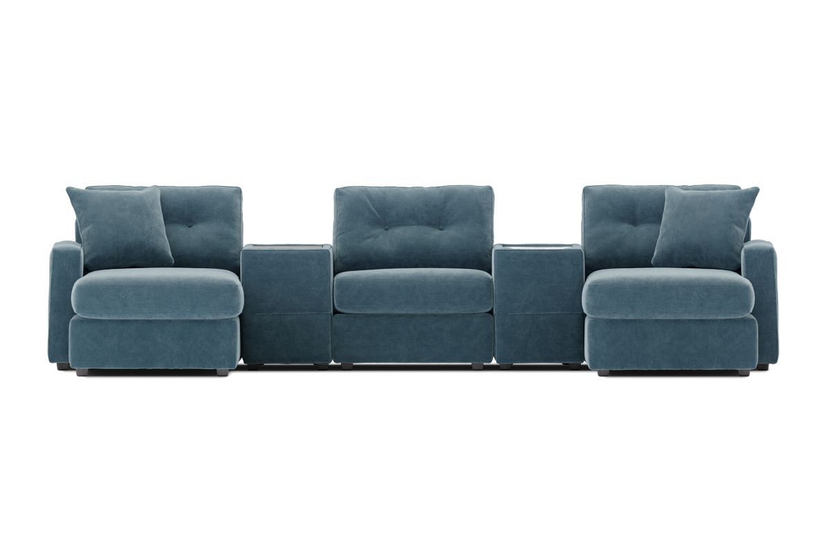 ModularOne Sectional Teal 5-Piece with E-Console & Dual Chaise 3