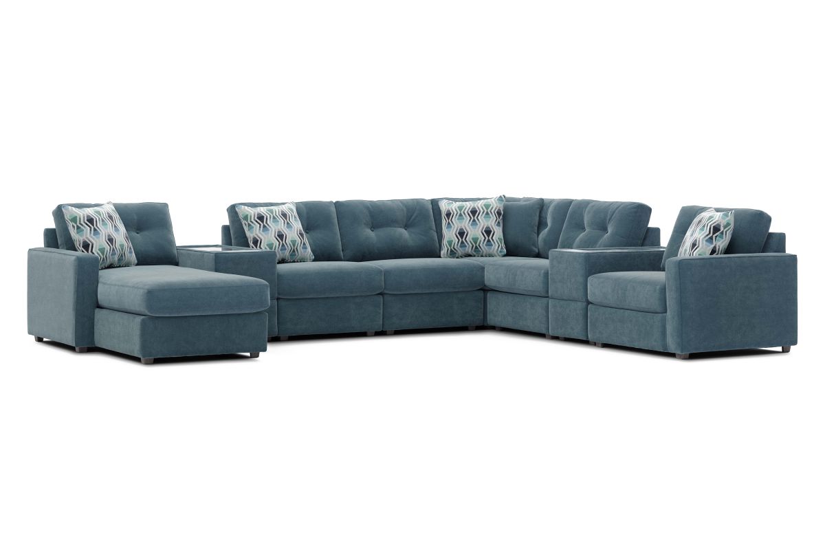 ModularOne Sectional Teal 8-Piece with E-Console & Left Arm Facing Chaise 5