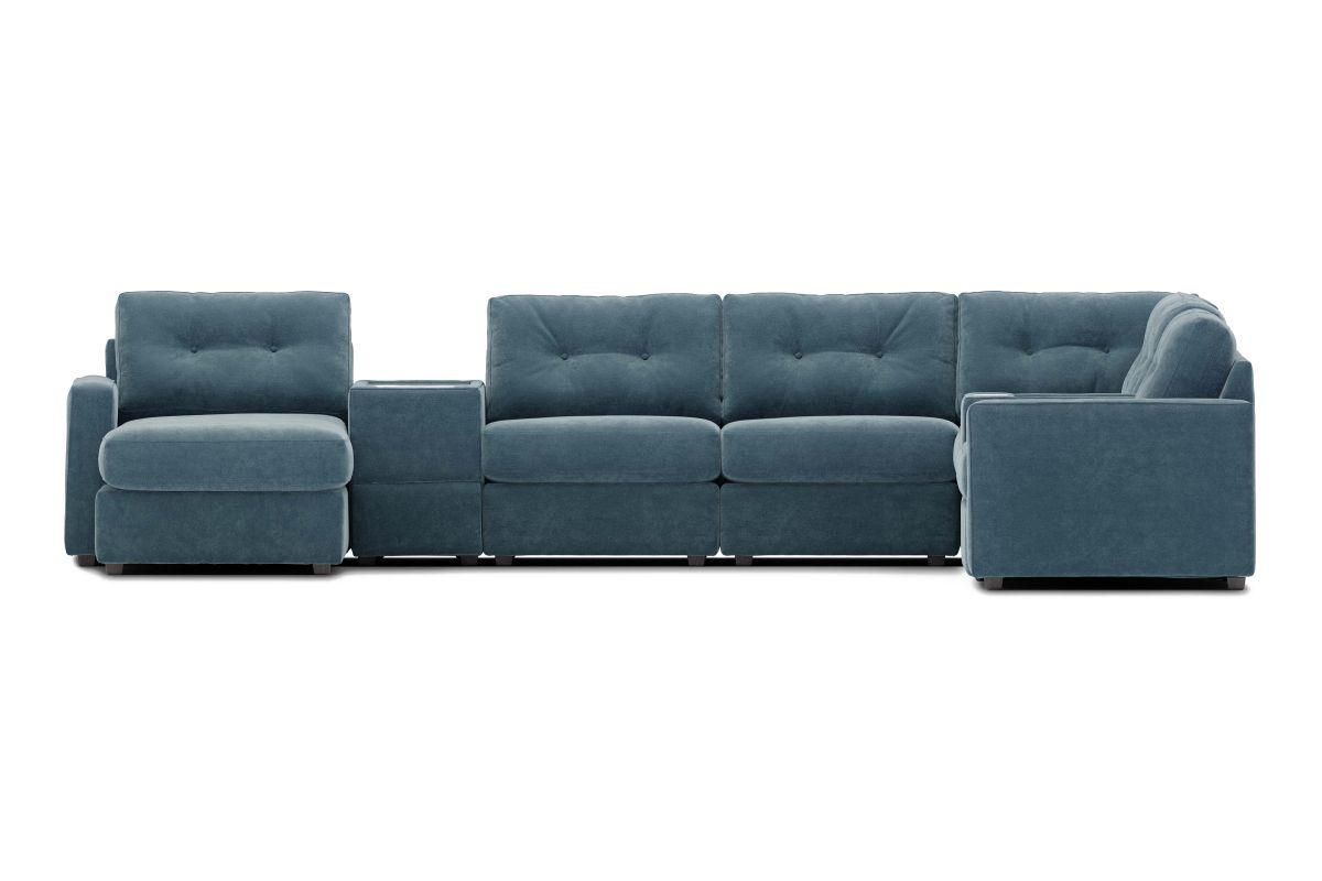 ModularOne Sectional Teal 8-Piece with E-Console & Left Arm Facing Chaise 3