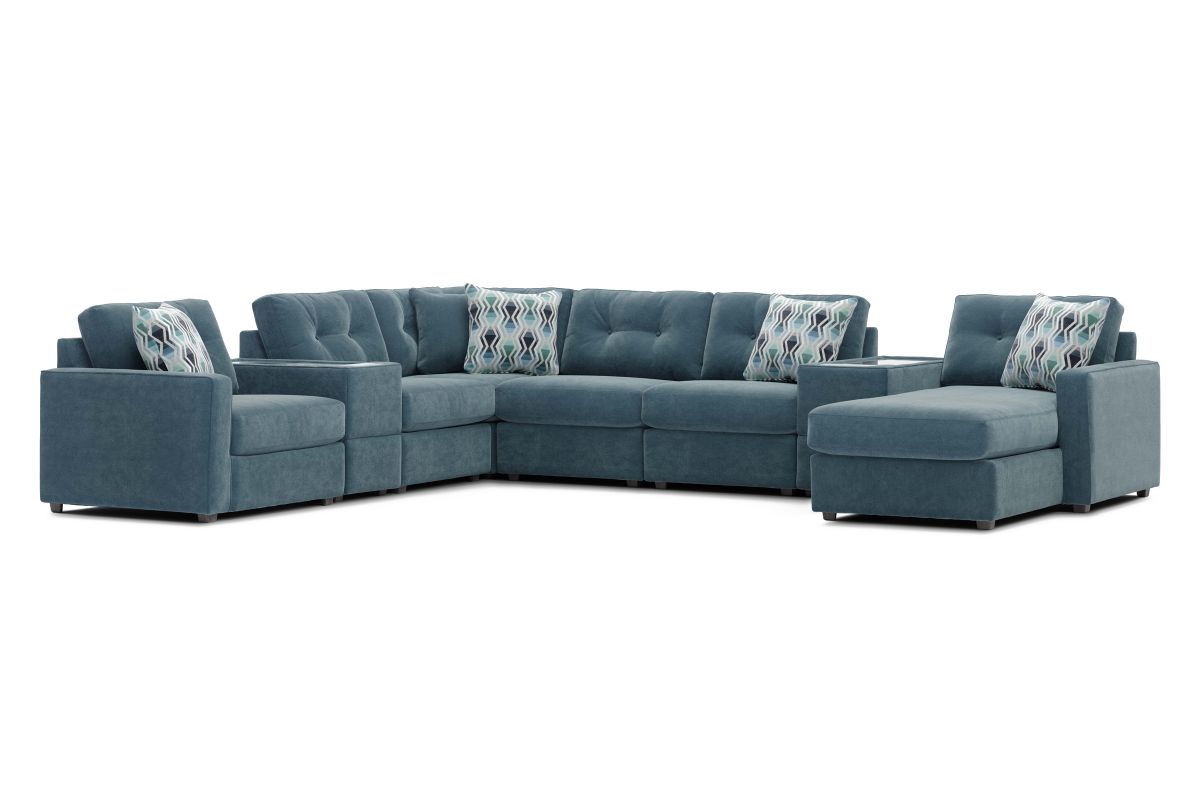 ModularOne Sectional Teal 8-Piece with E-Console & Right Arm Facing Chaise 5