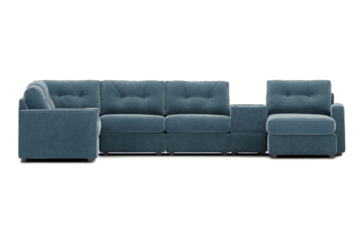 ModularOne Sectional Teal 8-Piece with E-Console & Right Arm Facing Chaise 3