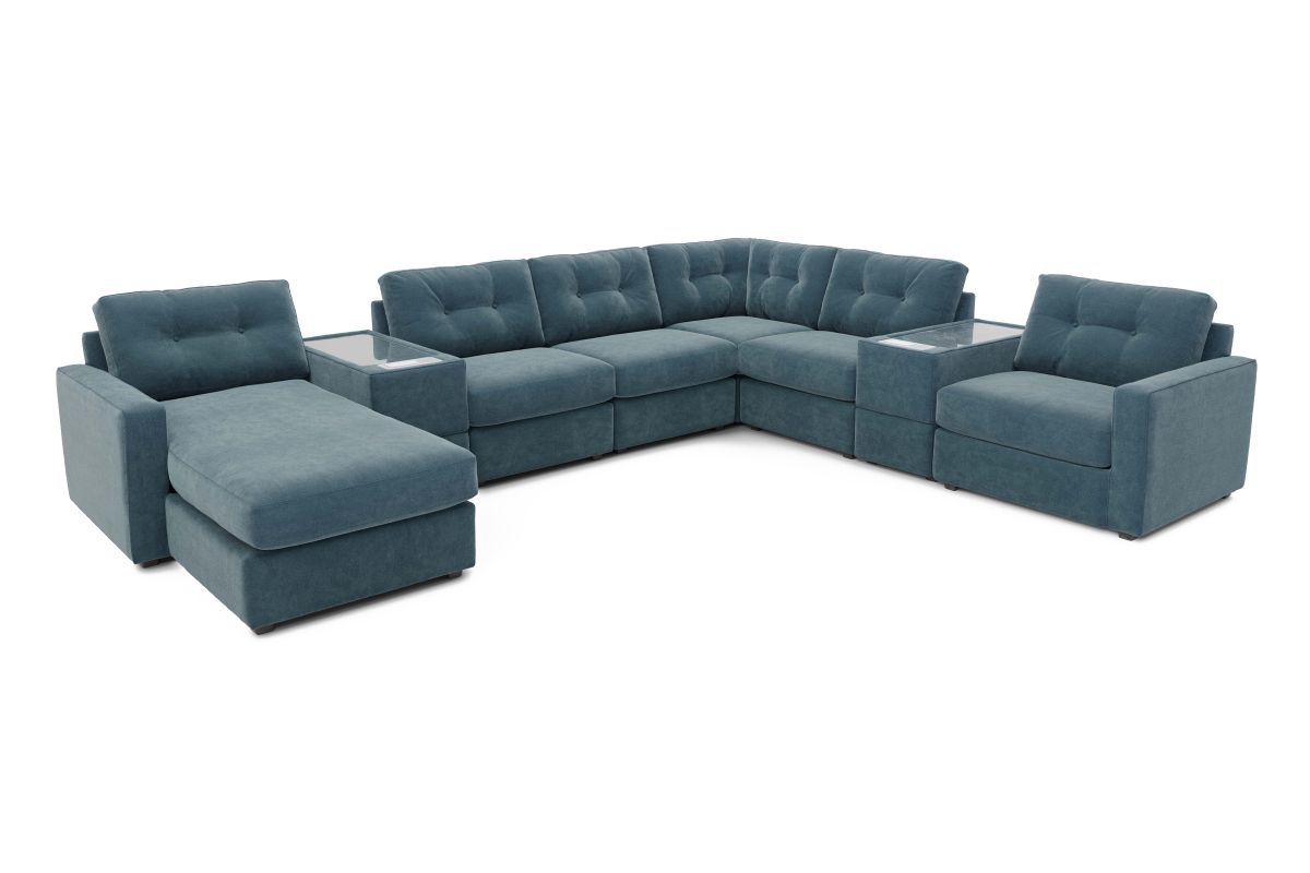 ModularOne Sectional Teal 8-Piece with Left Arm Facing Chaise 4