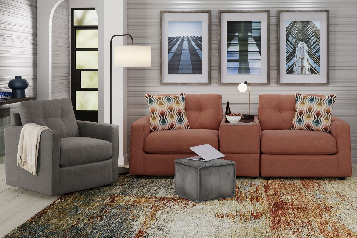 ModularOne Individual Pieces Cantaloupe Right Arm Facing Chair 8