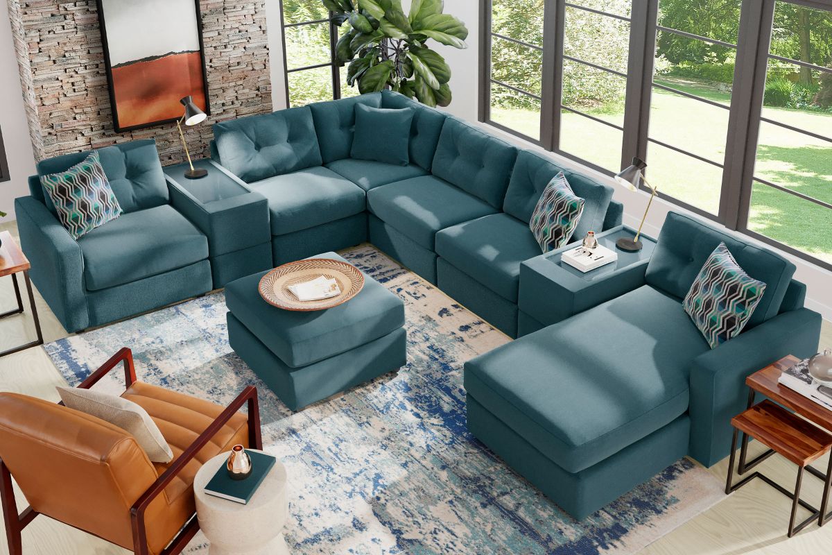 ModularOne Individual Pieces Elliot Teal Right Arm Facing Chaise 8