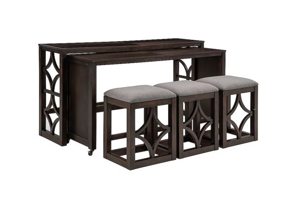 Wallace Rolling Console with 3 Stools
