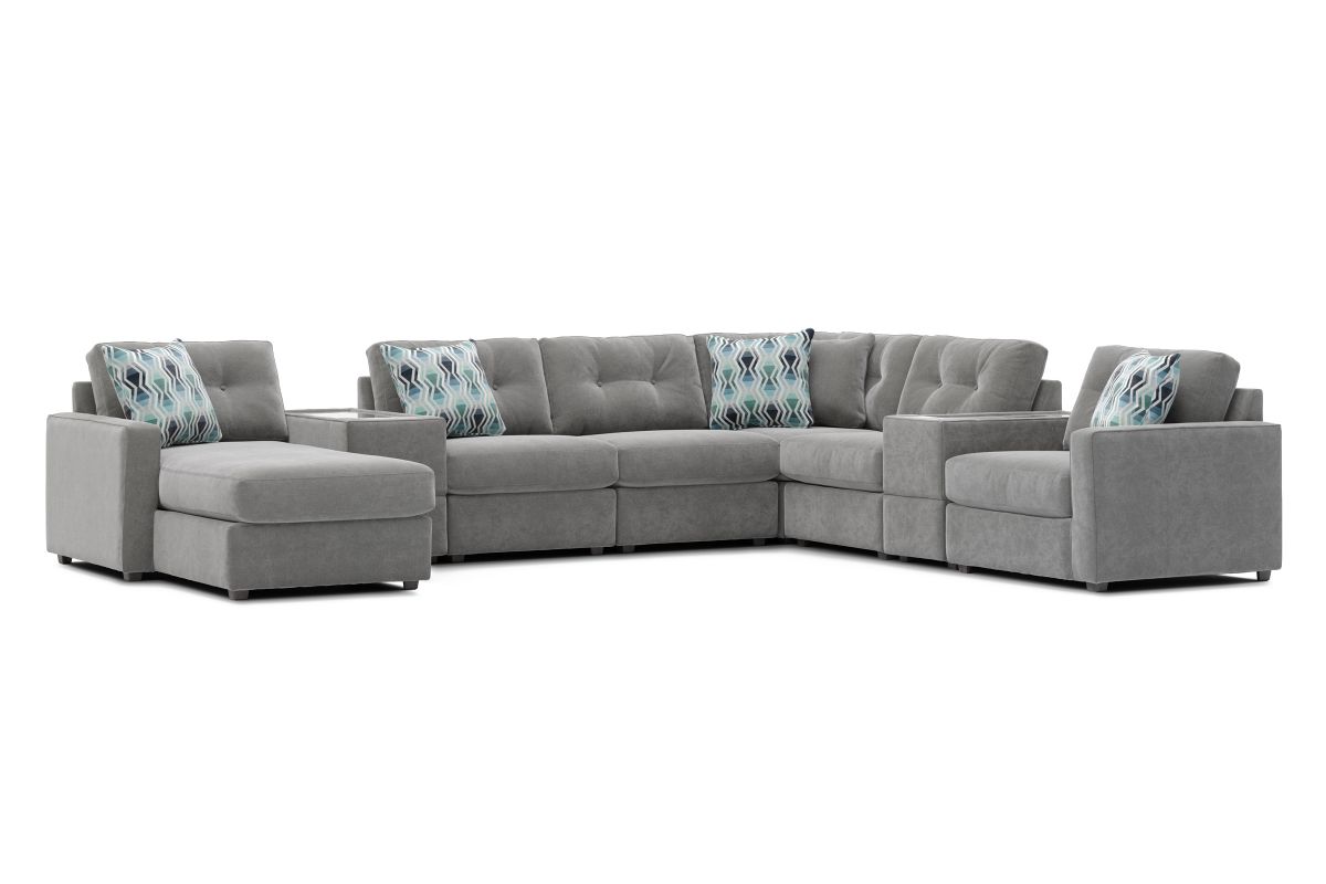 ModularOne Granite 8-Piece Sectional with E-Console & Left Arm Facing Chaise 4