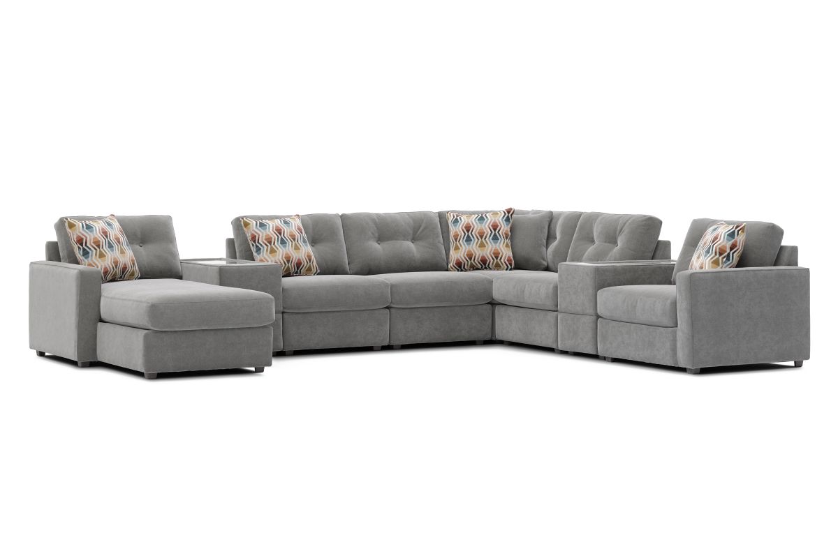 ModularOne Granite 8-Piece Sectional with E-Console & Left Arm Facing Chaise 7
