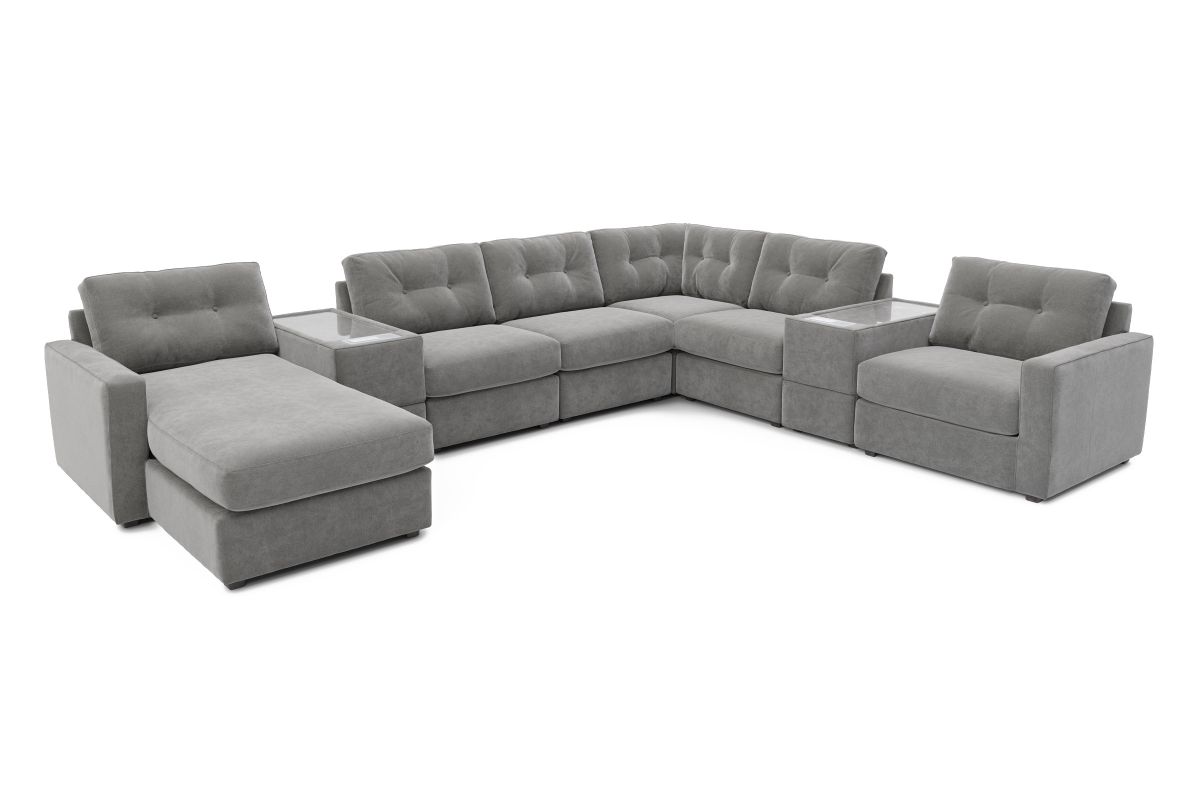 ModularOne Granite 8-Piece Sectional with E-Console & Left Arm Facing Chaise 5