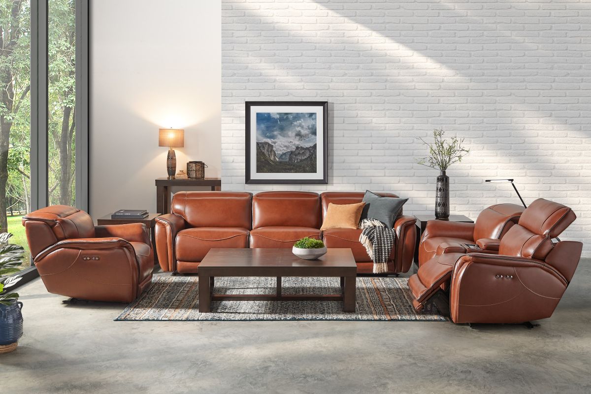 Corbin Brown Leather Dual Power Recliner 3