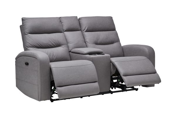 Virgo Slate Dual Power Reclining Console Loveseat